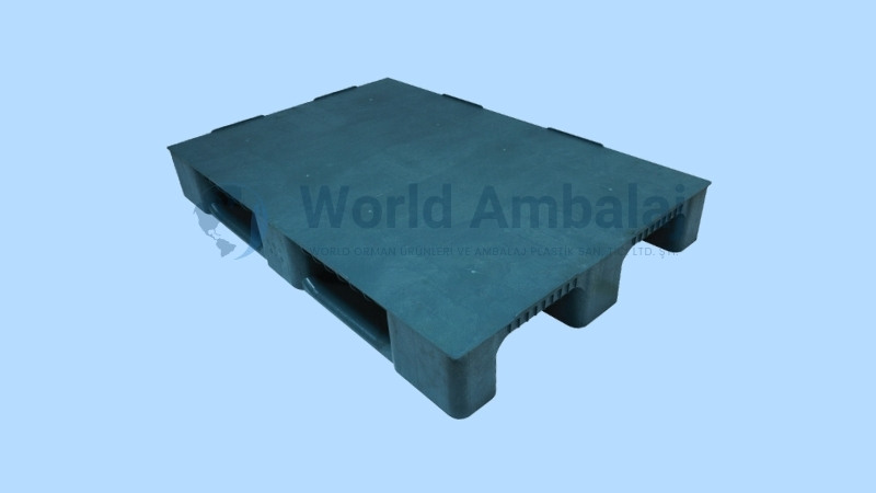 80×120 Gri Düz 3 Kızaklı Plastik Palet