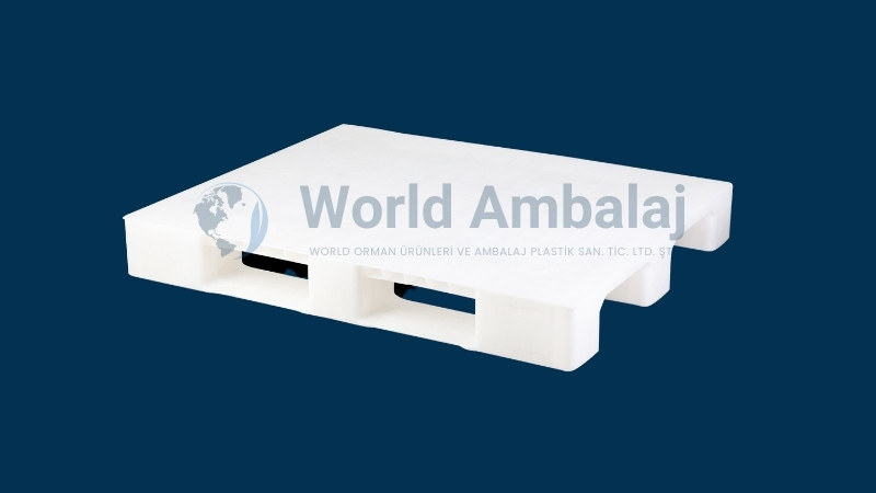 100×120 Beyaz Düz 3 Kızaklı Plastik Palet